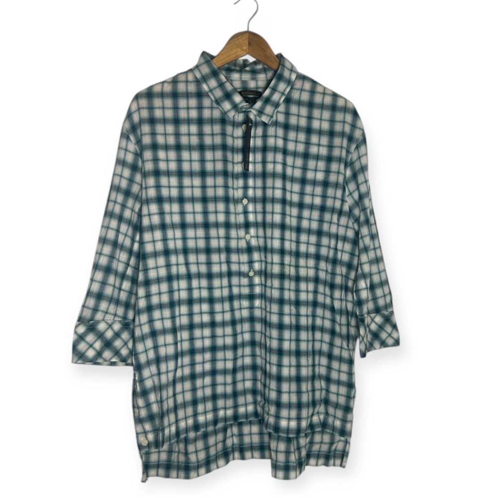 NWT Diesel Bahafri Plaid Shirt Size XXL Multicolor Check 3/4 Sleeve Pullover Top